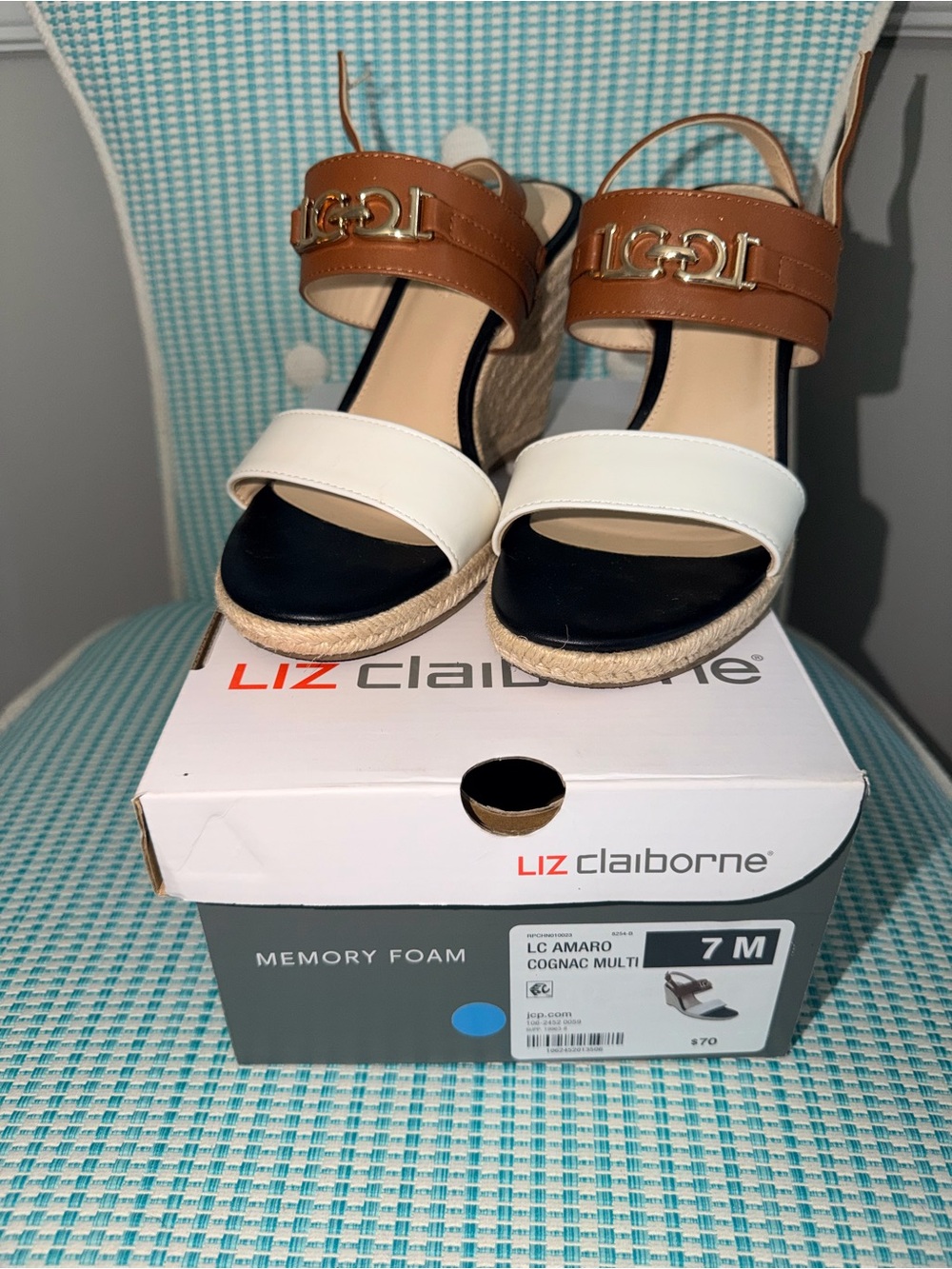Liz Claiborne Camaro Cognac Multi Wedge Sandals – Size 7